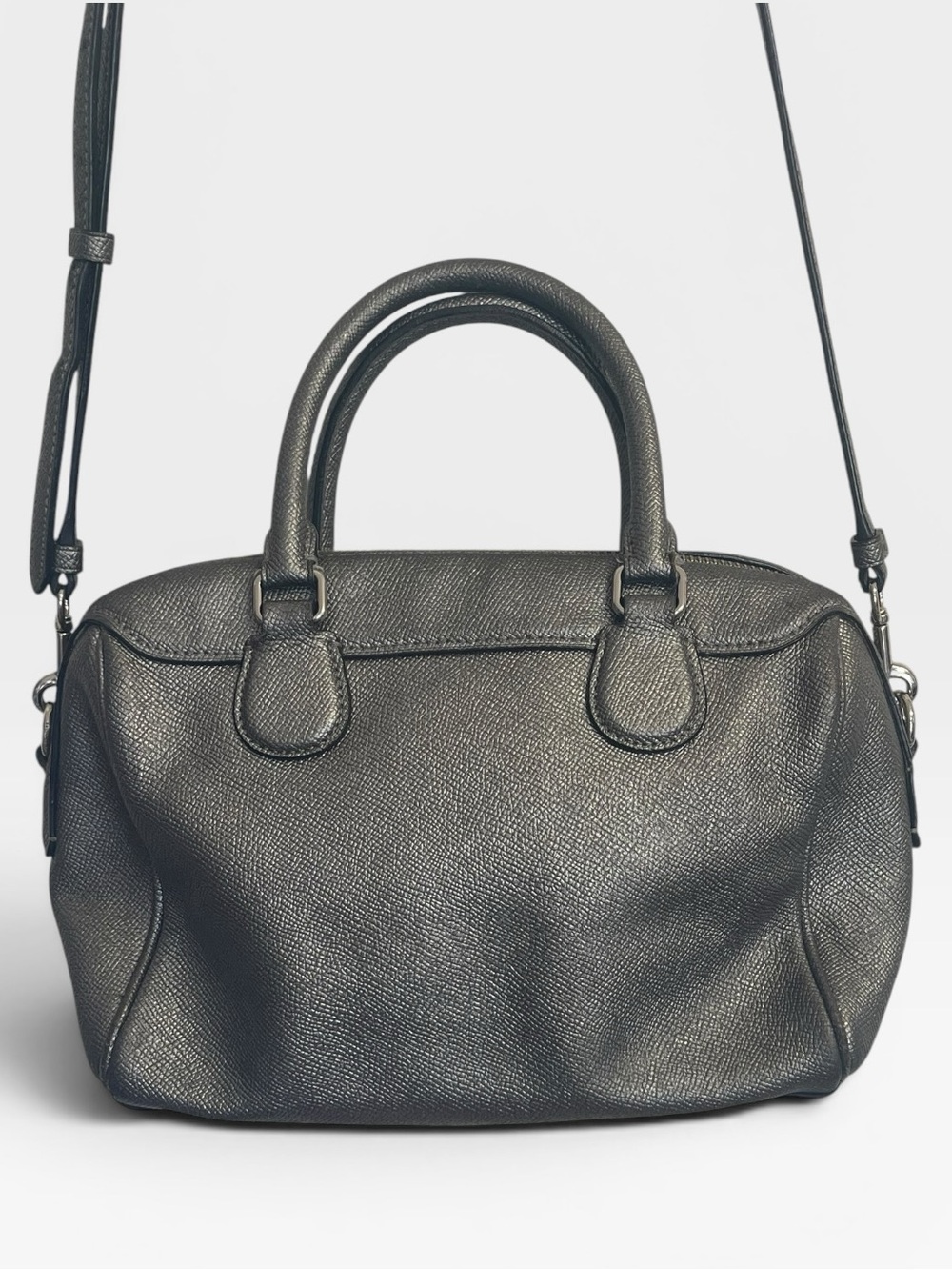 Coach Mini Bennett Satchel / Crossbody – Gunmetal Metallic Leather - Picture 2 of 13